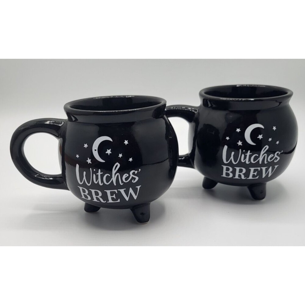 Pair of Horizon Witches Brew Cauldron Halloween Ceramic Coffee Tea Cup Moon